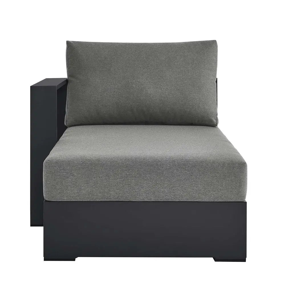 Tahoe Aluminum Outdoor Chaise Lounge in Gray Charcoal with WeatherResistant Cushions, Modular LeftFacing Patio Lounger for Pool