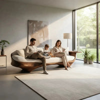 Modern simple solid wood Chinese straight row sofa living room light luxury high-end curved designer