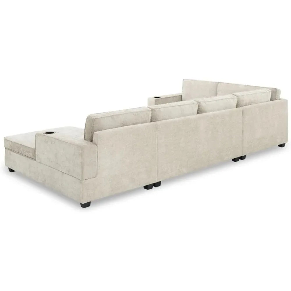 Large U-Shaped 6-Seat Chenille Sectional Sofa Set with Chaise, Cup Holders for Spacious Living Room