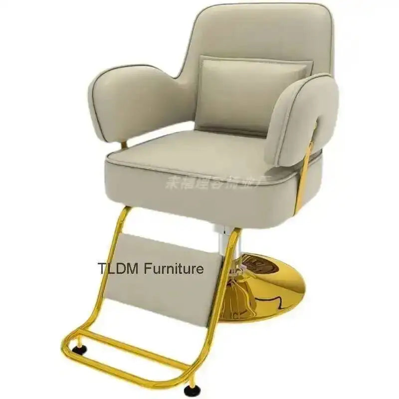 Furniture Fashionable Grey Barber Chair Glamour Elegant Barbería Professional Comfy Hairdressing Chair Modern Simple Silla De