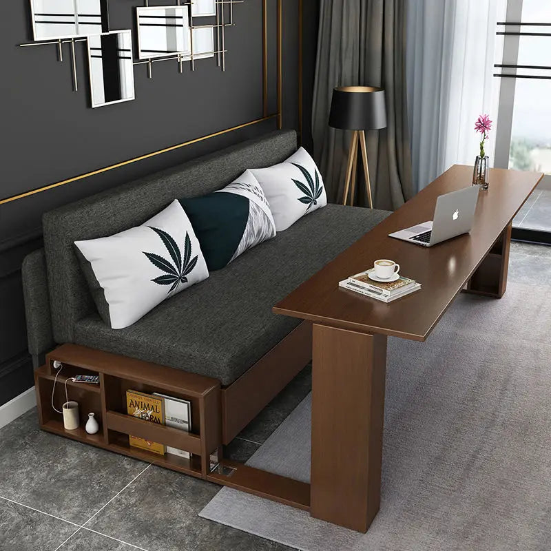 custom. [2675 People Favorited] Solid Wood Sofa Bed Small Apartments, Multifunctional Living Room Study Room, Push-Pull Fold