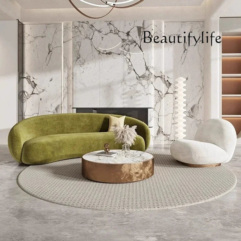 C Nordic Wabi-sandy Wind Curved Sofa Household Small Apartment Fabric Sofa