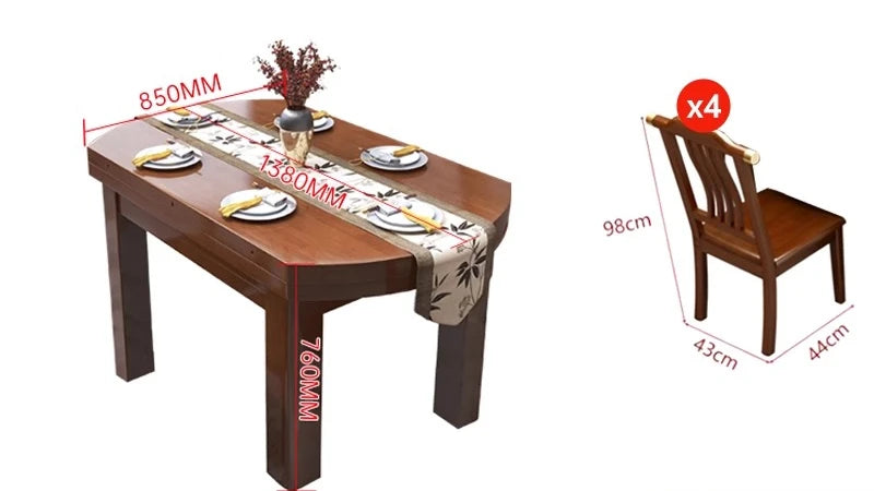 CL all solid wood dining table and chair combination rectangular telescopic folding variable small apartment household dining