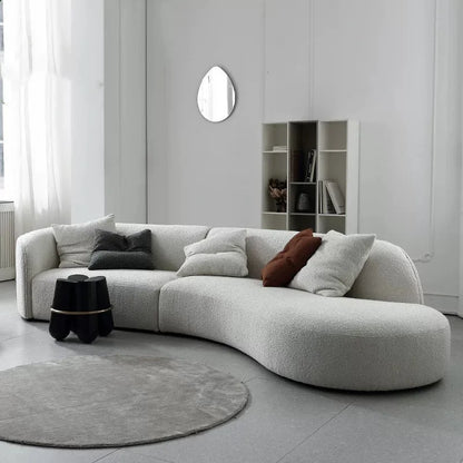 Luxury Modern PU Wood Furniture Soft Boucle Special Shaped Modular Couch Set Cashmere White Design For Living Room Hotel Villa