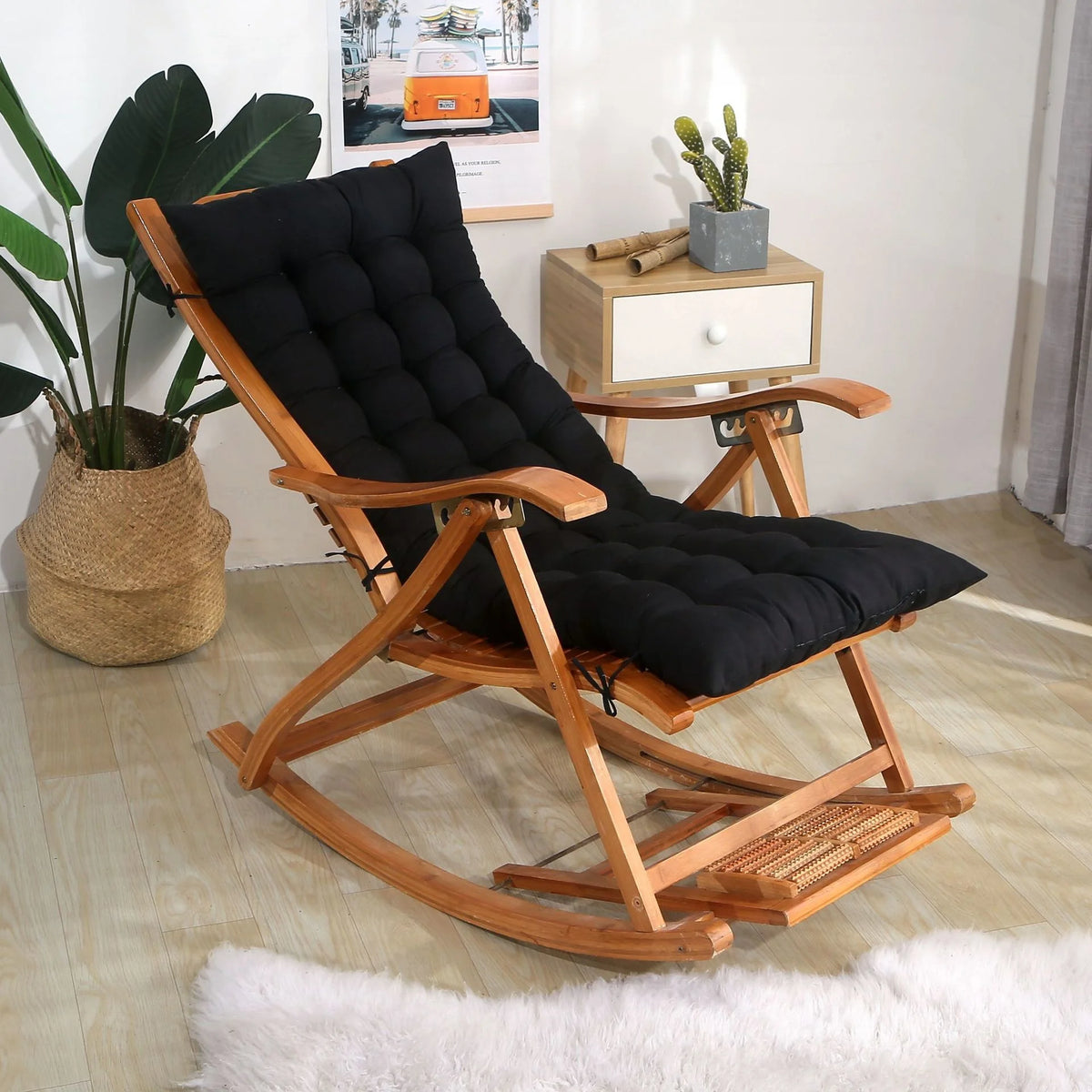 Four Seasons Thick Bench Cushion Rocker Chair Cotton Cushion Solid Color Soft Thicken Outdoor Garden Reclining Chair Cushions