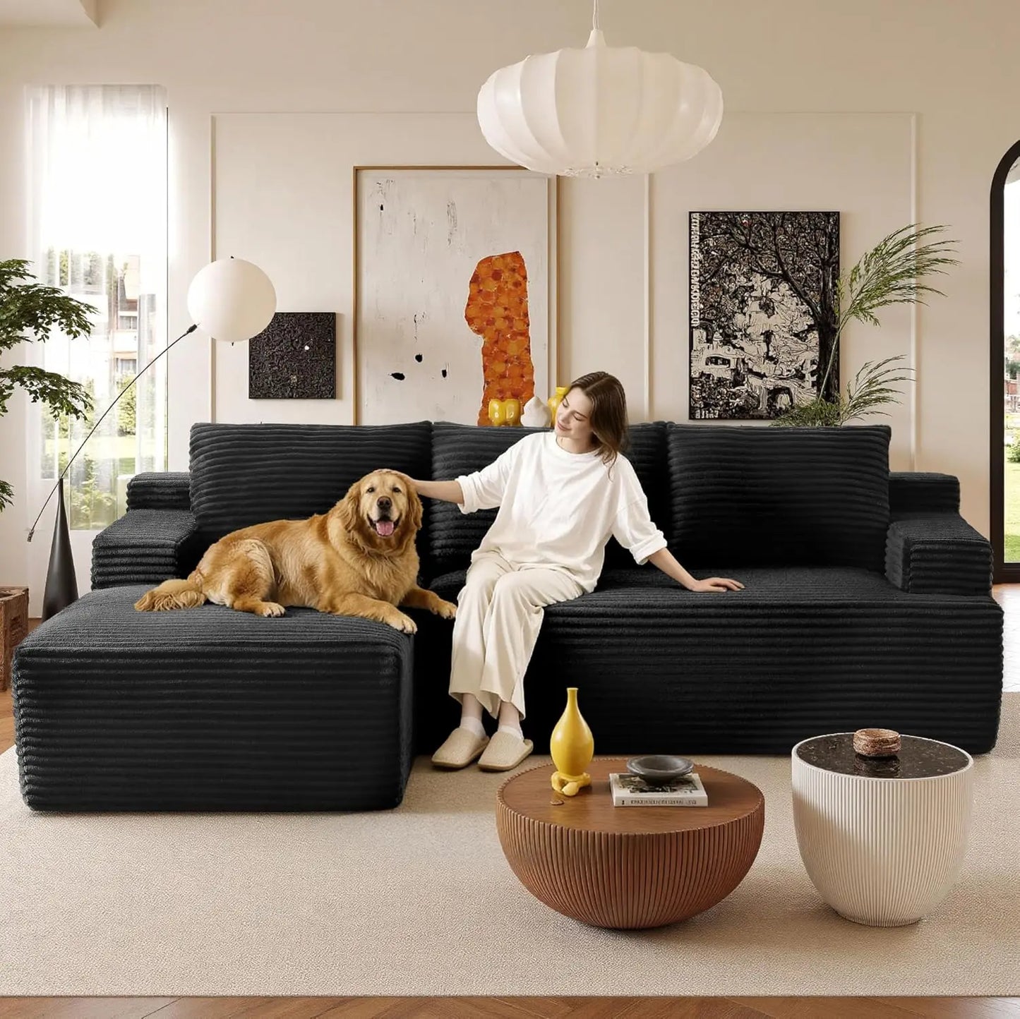 96" L-Shaped Modular Sectional Sofa with Left-Facing Chaise