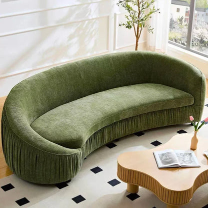 gW Nordic modern minimalist chenille cloth sofa hotel pleated curved large flat multi-person sofa