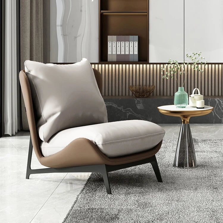 Modern Soft Upholstered Metal Leisure Armchair Curved Velvet Wing Chair Hotel Living Room Bed Room Chair