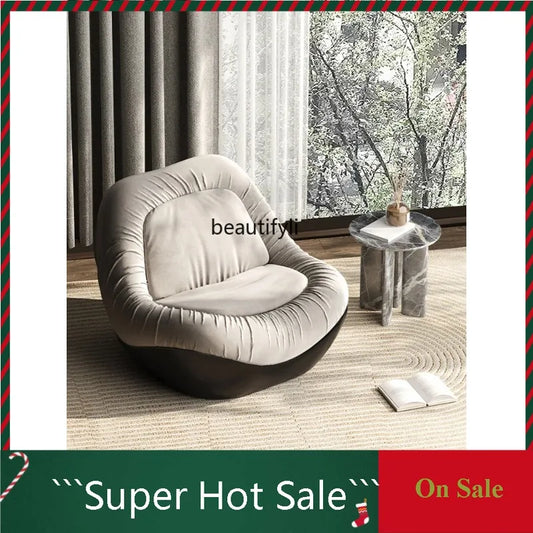 A076 Designer Simple Lazy Sofa Nordic Modern Light Luxury Villa Arc Leisure Chair Single Sofa Flannel