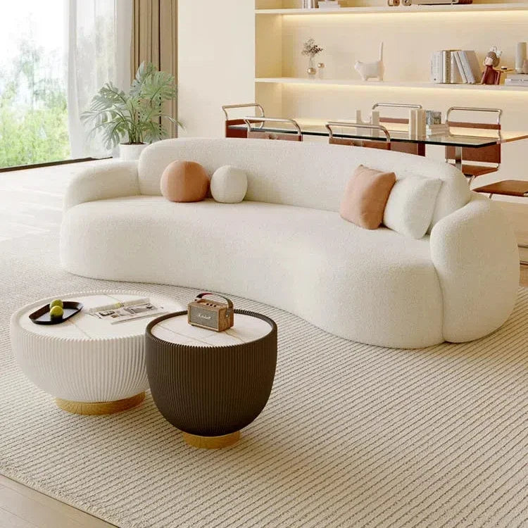 Curved Living Room Sofas Designer Beauty Salon Sofa Clothing Store Rest Area Reception Sofa Cream Style Living Room Furniture GL