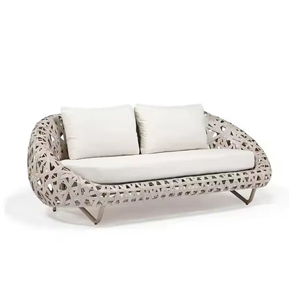 Modern Design Solid Wood Rattan Recliner Sofa Set with Metal Material Outdoor Garden Furniture