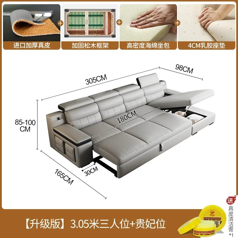 Designer Leather Sofa Living Room Ajustable Lounge Foldable Sofa Reclinable Modular Minimalist Woonkamer Banken Lounge Furniture
