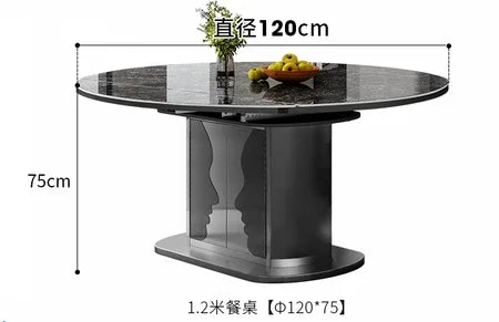 Dining table telescopic slate small apartment home Italian simple stainless steel storage dining table and chairs