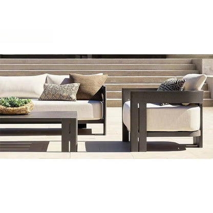 Patio Sectional Conversation Set Outdoor Lounge Set Luxury Furniture Corner All Weather Couch Aluminum Frame Garden Sofa