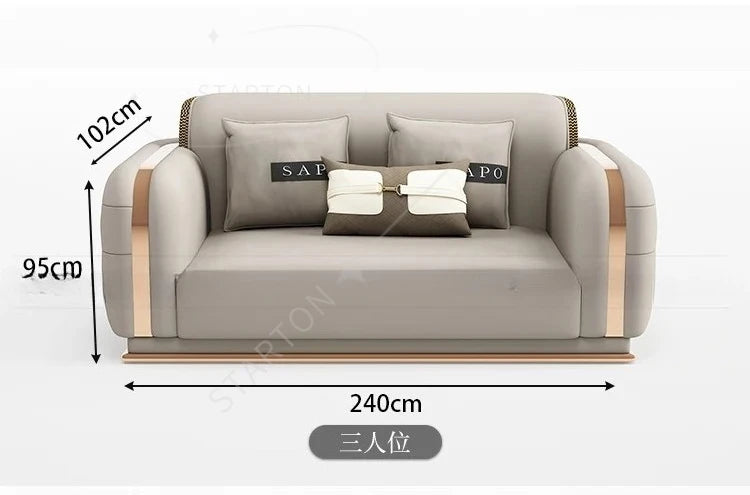 Sofa Genuine Leather Designer Italian  Loveseat Single Canape