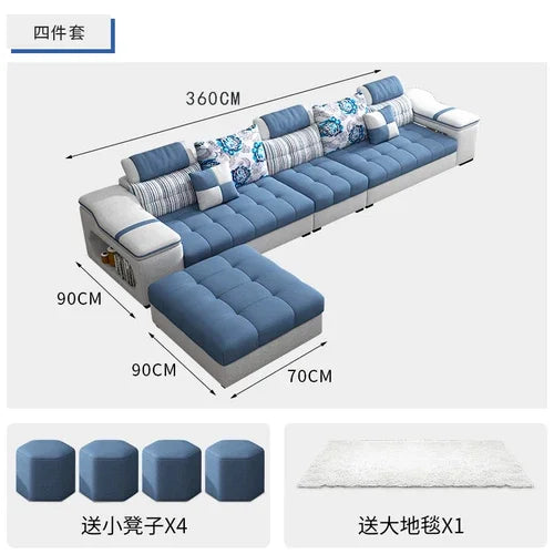 Removable and Washable Latex Free Wash Technology Fabric Sofa Combination Simple Living Room, Living Room Furniture