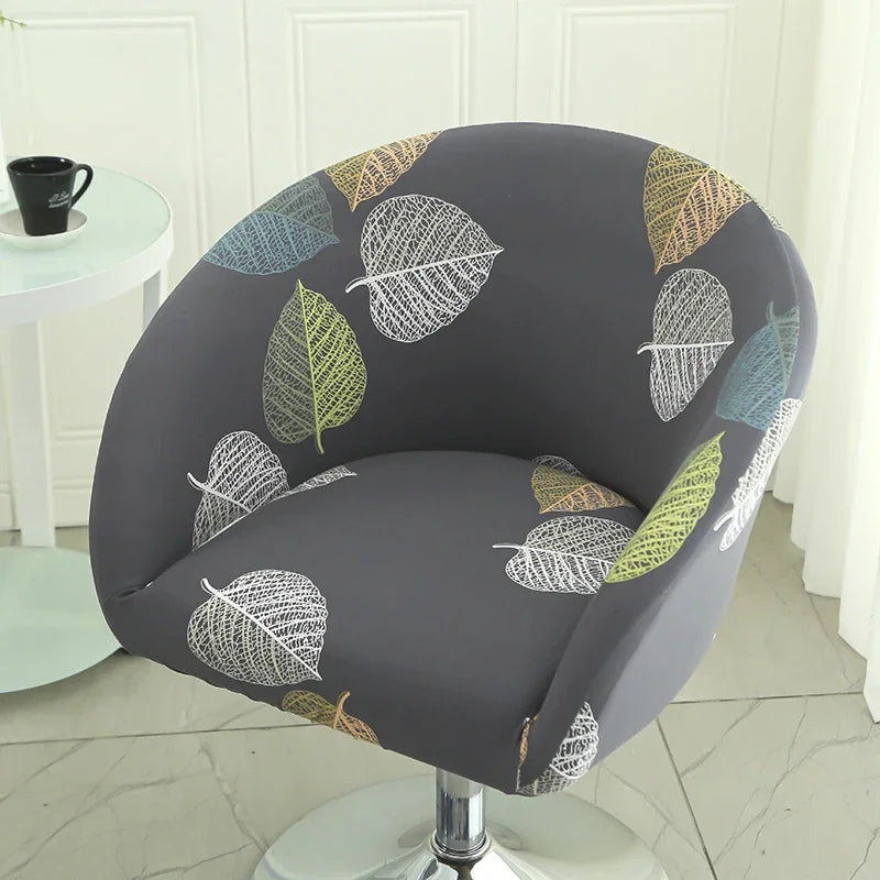 Elastic Bar Low Back Chair Cover Semi-Circular Print Elastic Living Room Bedroom Restaurant Hotel Dining Dustproof Chair Cover