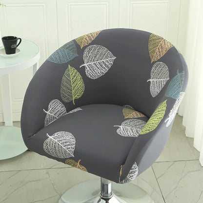 Elastic Bar Low Back Chair Cover Semi-Circular Print Elastic Living Room Bedroom Restaurant Hotel Dining Dustproof Chair Cover
