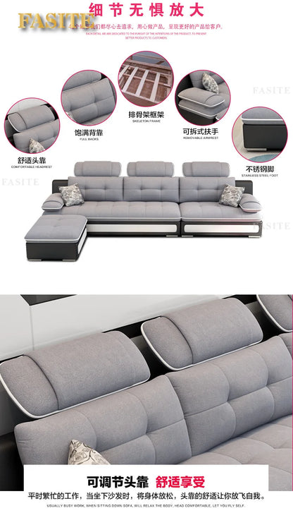 Fabric sofa small apartment simple modern three four living room combination High Quality