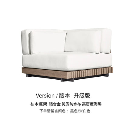 Outdoor Sofa Solid Wood Teak Rain proof and Sunscreen Courtyard Villa Outdoor Balcony Garden Soft Decoration Furniture