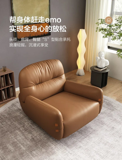 HXL modern light luxury leather sofa chair single simple living room small apartment bedroom leisure chair
