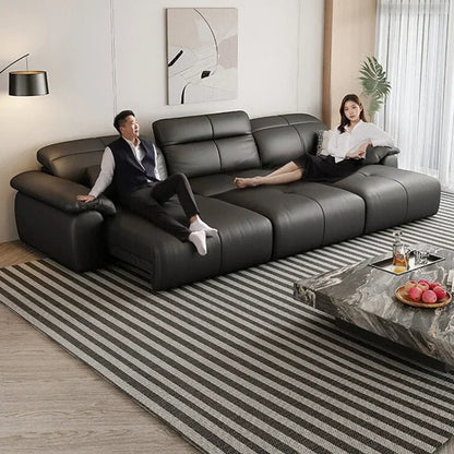 Genuine Leather Black Sofa Recliner Sectional Sleep Luxury Designer Sofa Daybed Modern Divano Soggiorno Couches Furniture