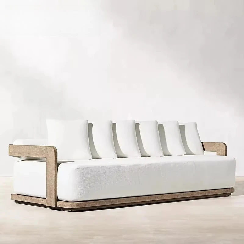 Custom outdoor courtyard waterproof design garden sofa wooden furniture teak outdoor furniture