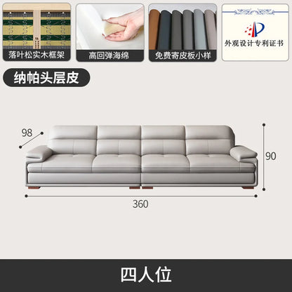Leather sofa first layer cowhide modern simple size apartment living room left and right concubine leather sofa combination