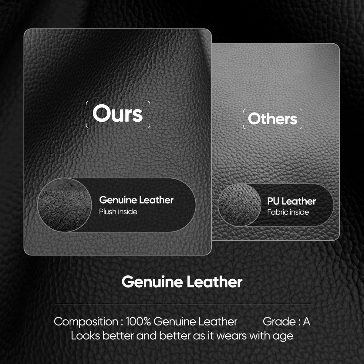 Classic Office Chair Genuine Leather Executive Desk with Lumbar Support Ergonomic Computer Chair with Aluminum Arms Office Room