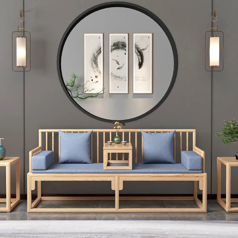Han Solid Wood New Chinese Sofa Combination Living Room Zen Bed Hotel Homestay Push