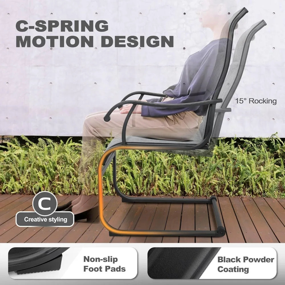 Outdoor Patio Dining Chairs Set of 2 Padded High Back Breathable Spring Motion Patio, Lawn & Garden