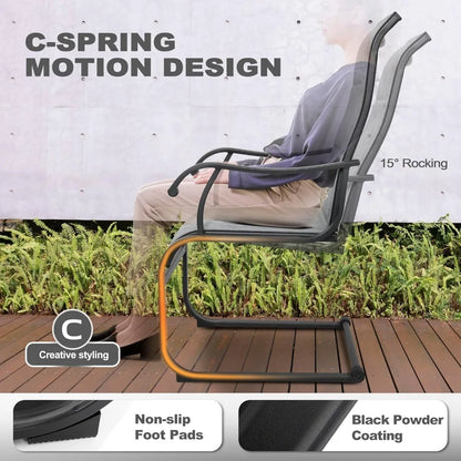 Outdoor Patio Dining Chairs Set of 2 Padded High Back Breathable Spring Motion Patio, Lawn & Garden