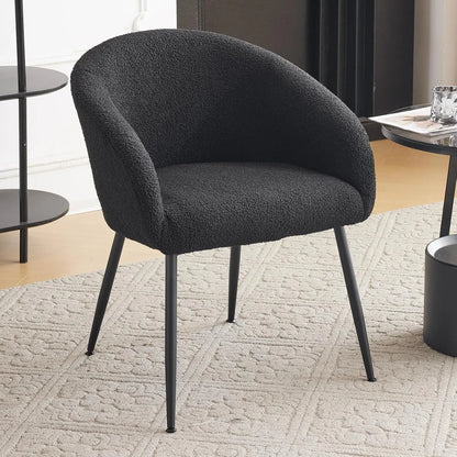 Modern Small Accent Chair, Comfy Sherpa Makeup Vanity Chair with Metal Legs, Decorative Chair no Wheels for Living, Customized