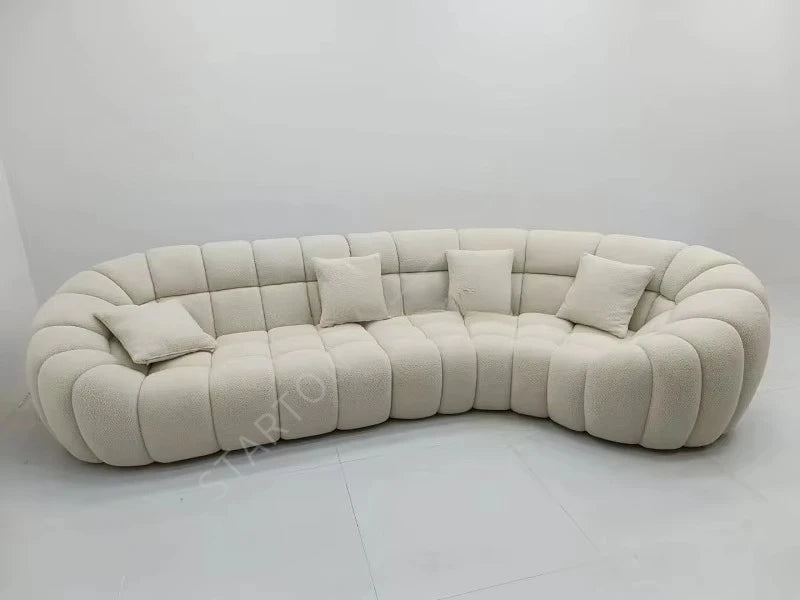Modern White Velvet Swivel Lazy Sofa Chair New Design Pumpkin Lounge Ottoman Living Room Furniture Set for Hotels