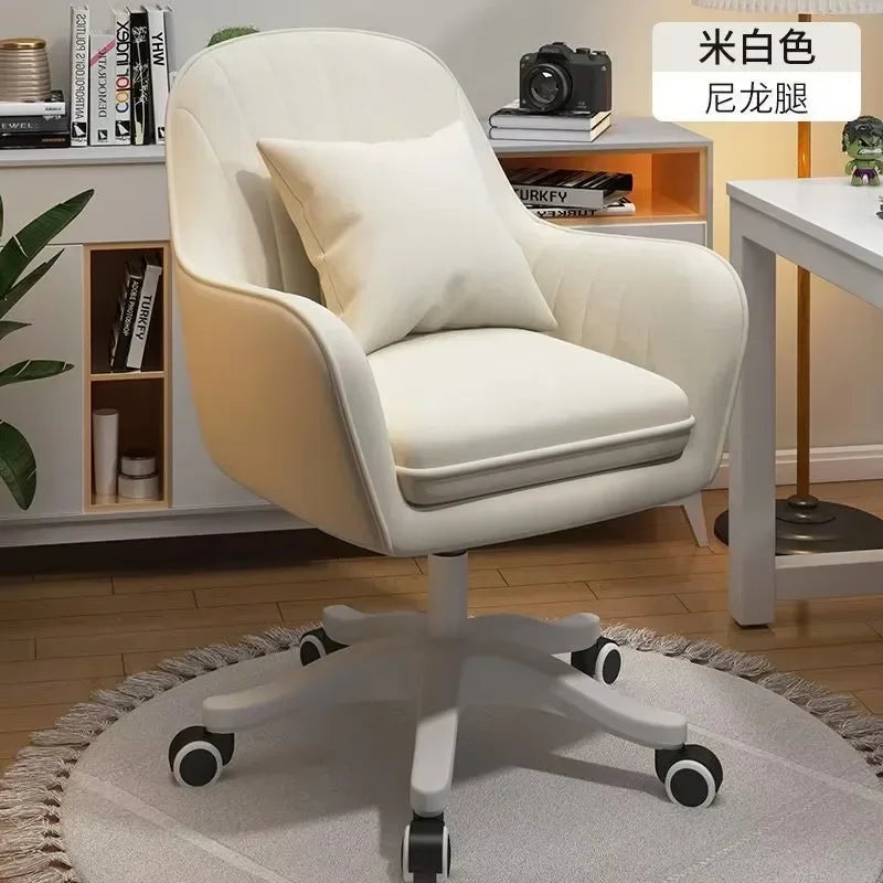 Velvet Upholstered Ergonomic Office Chair Height Adjustable Swivel Computer Armchair for Bedroom Home Use