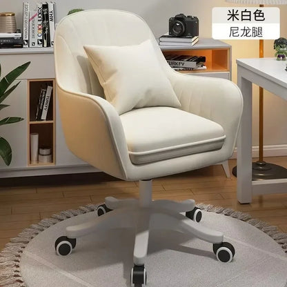 Velvet Upholstered Ergonomic Office Chair Height Adjustable Swivel Computer Armchair for Bedroom Home Use