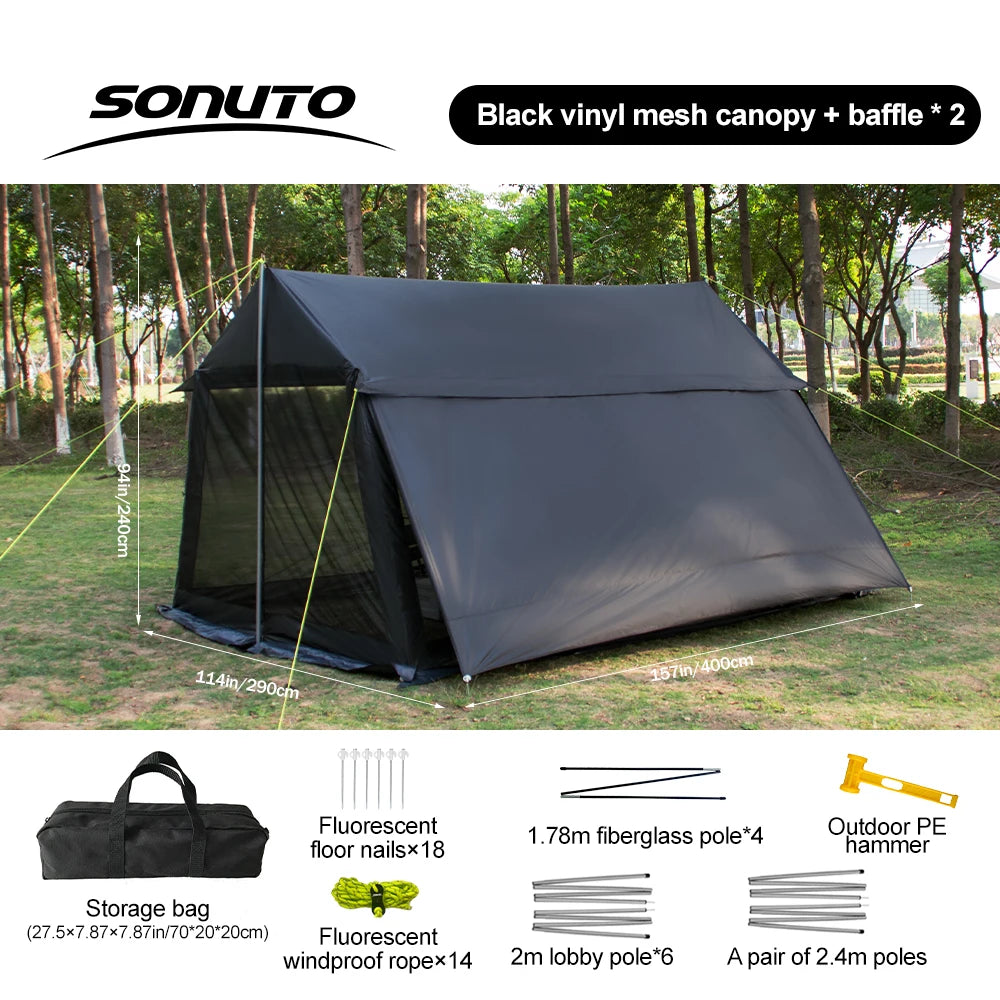Large Camping Tent, 210D Waterproof Sun Protection, Portable Folding Anti-Mosquito Family Tent for Outdoor Beach Park