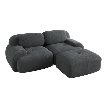 82'' Corner Sofa in Soft Cord Fabric, Modular Combined with Curved Armrests, Without Mounting, Highly Elastic Foam Upholstery