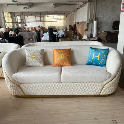 Modern Luxury Loveseat Sofa Set With Gold Stainless Steel Leg Leisure Lounge Sofa for Living Room Hotel Home Furniture