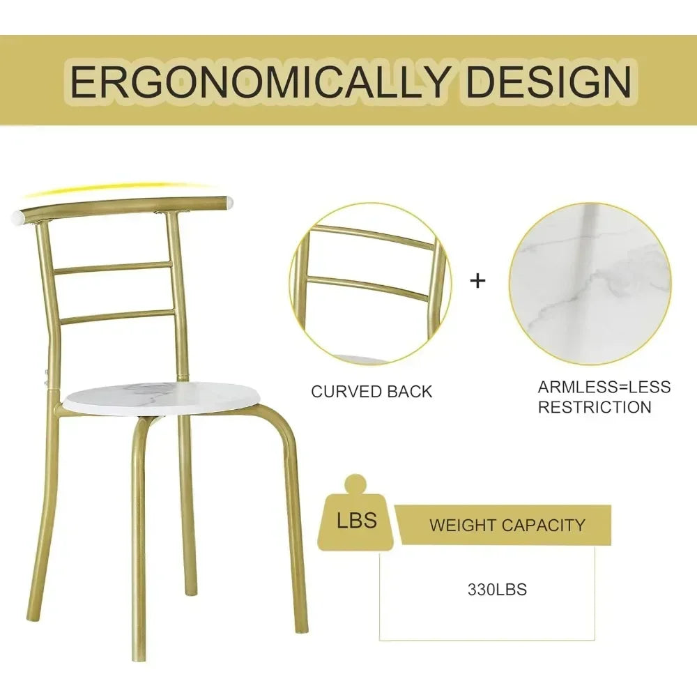 v 3 Piece Small Round Dining Table Set for Kitchen Breakfast Nook, Wood Grain Tabletop with Wine Storage Rack, Save Space, 31.