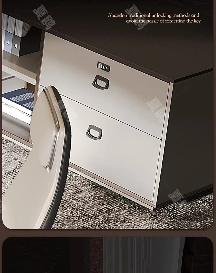 High Quality Light LuxuryOffice Desk Boss L Shaped Work Manager Computer Desks Executive Shelf Escritorio Oficina Furniture