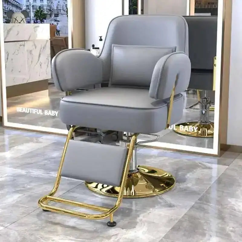 Furniture Fashionable Grey Barber Chair Glamour Elegant Barbería Professional Comfy Hairdressing Chair Modern Simple Silla De
