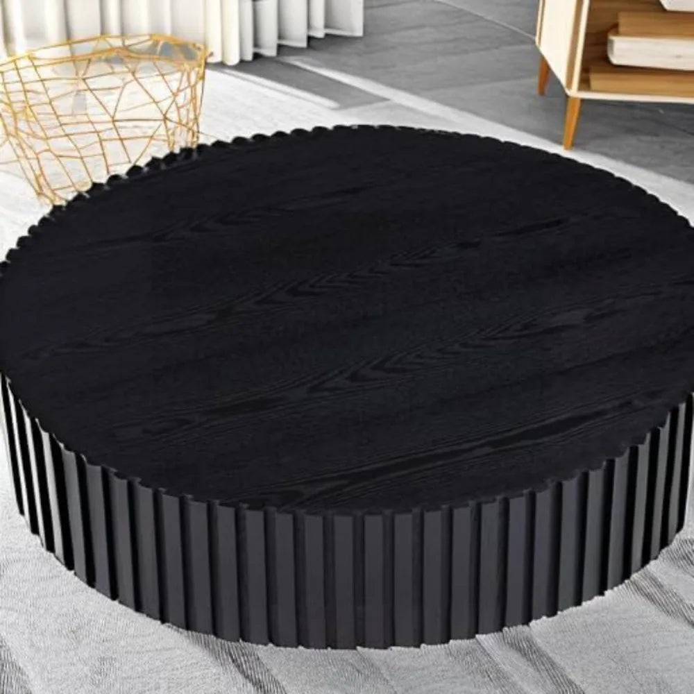 31.49" Matt Round Coffee Table, Nesting Pedestal Coffee Tables for Living Room Farmhouse Mid Century Modern Coffee Table