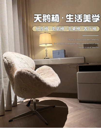 Swan Chair Vanity Chair - Luxury Elegant Makeup Chair for Women, Suitable for Cloakroom, Bedroom Dressing Table & Living