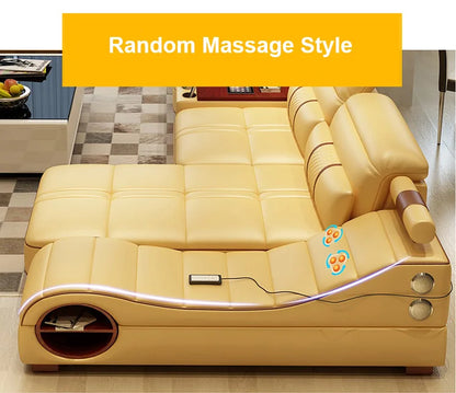Leather Sectional Sofa for Living Room, Massage Recliner, Home Furniture, Modern Style