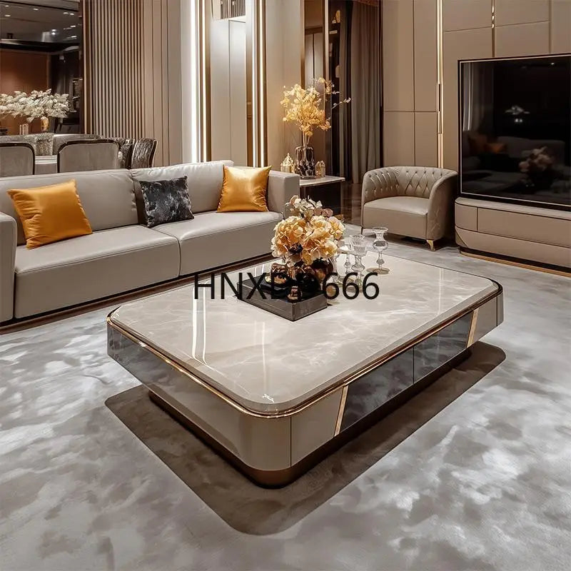 Microcrystalline stone large apartment flat living room coffee table marble
