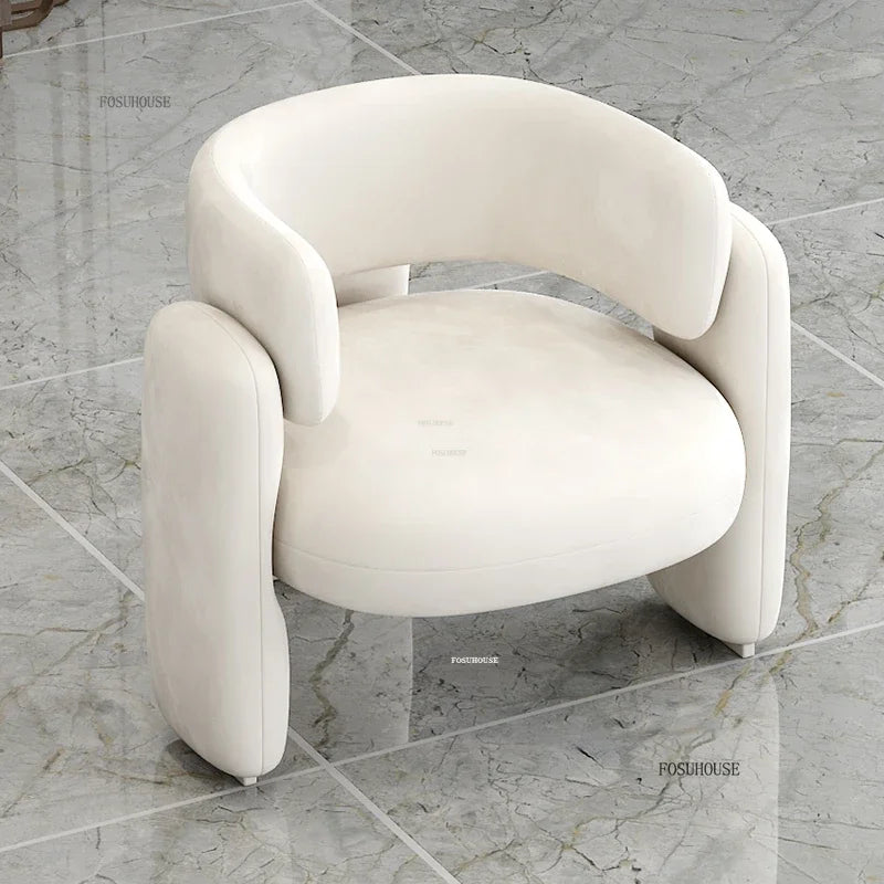 Simple Designer Flannel Backrest Living Room Chairs Light Luxury Leisure Armchair Living Room Furniture Balcony Lazy Single Sofa