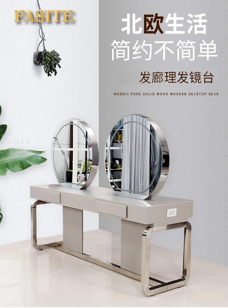 Double-sided mirror table for tgf barber shop, special for dyeing and ironing double-sided mirror hair salon for hair salon