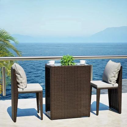 Luxury Round Patio Furniture with Fire Pit Rattan Chairs and Patio Tables Restaurant