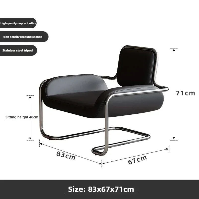 Nordic Designer Medieval Stainless Steel Light Luxury Minimalist Living Room Reception Leisure Single Chair Special-shaped Chair